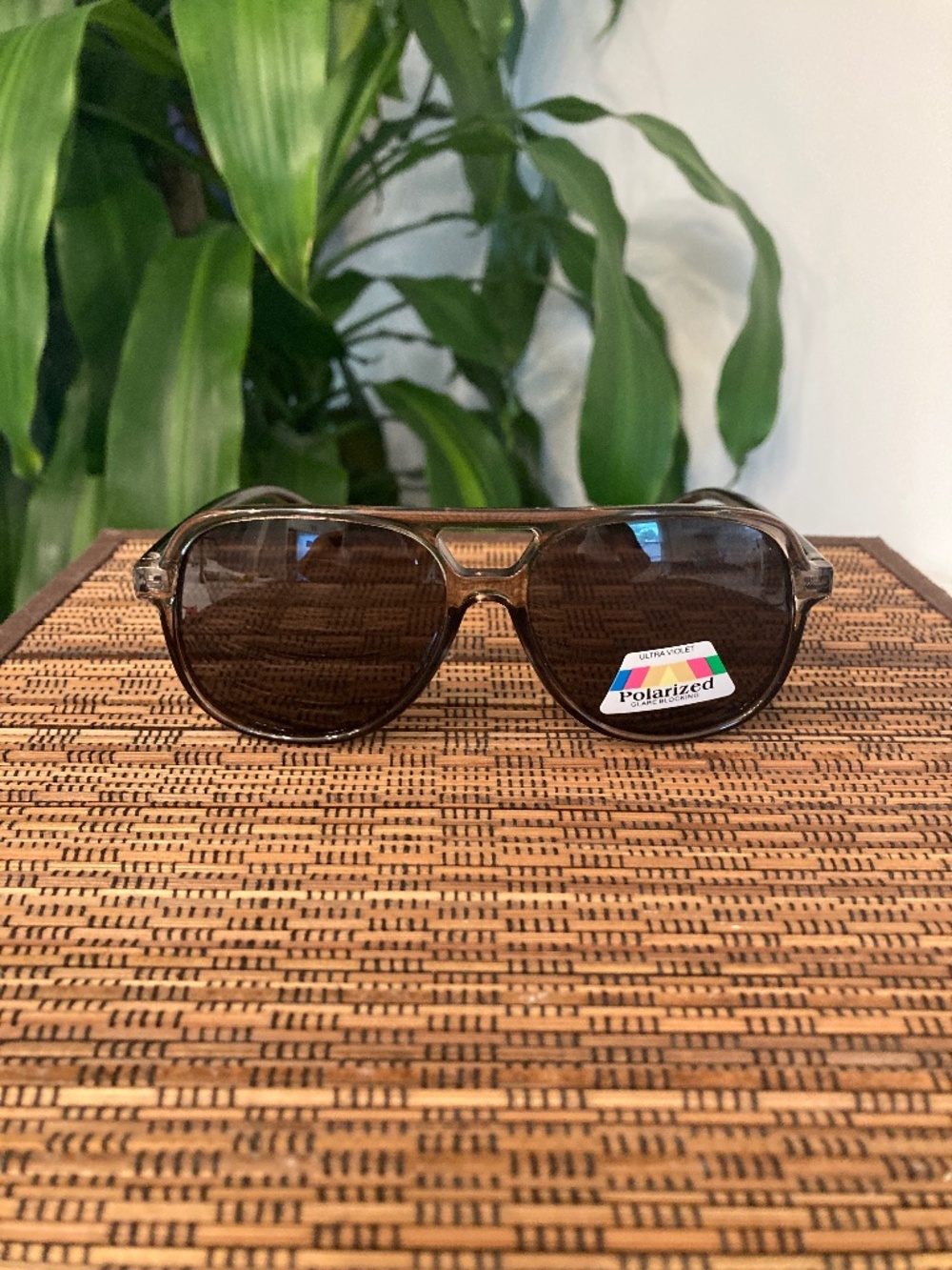 Acetate Aviator Frame Sunglasses (P51281POL) Clear Grey